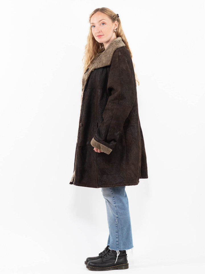Vintage 90's Women Sheepskin Coat in BrownA0311