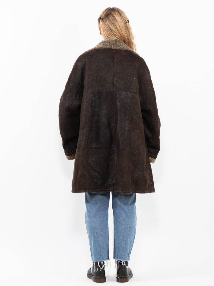 Vintage 90's Women Sheepskin Coat in BrownA0311