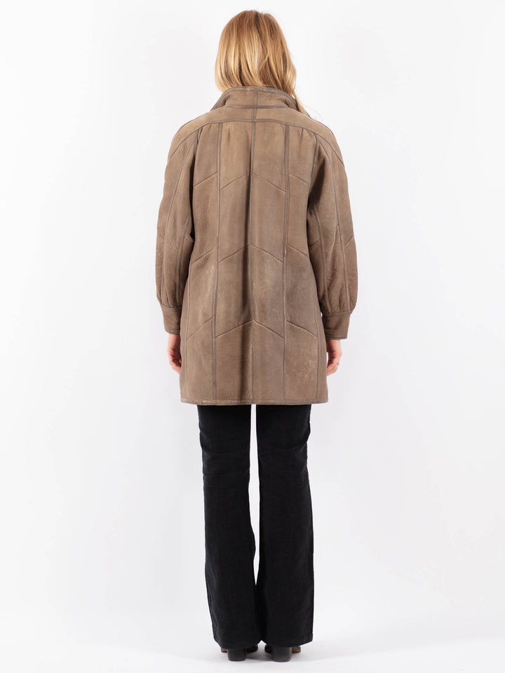 Vintage 90's Women Sheepskin Coat in BeigeV9677
