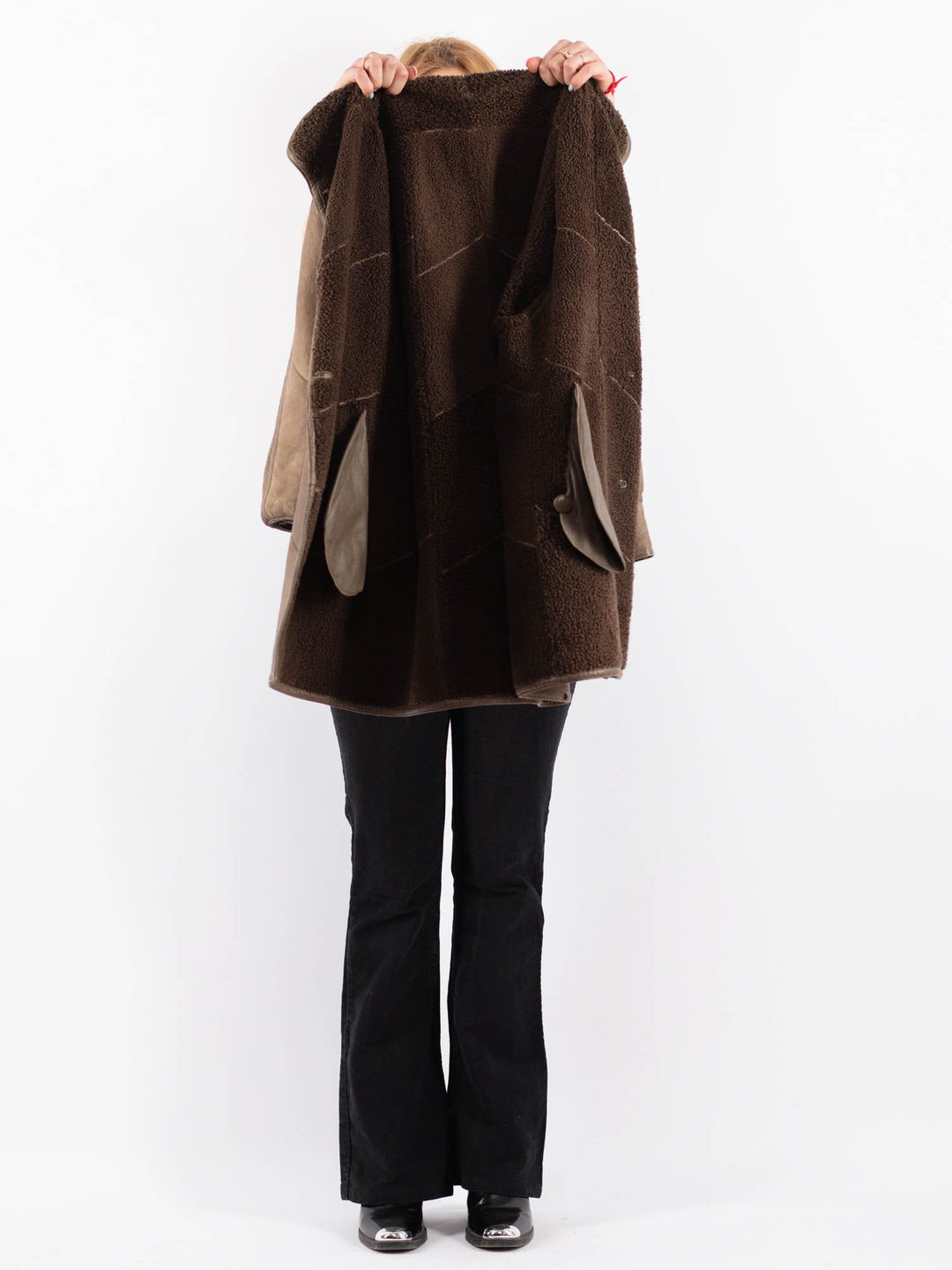 Vintage 90's Women Sheepskin Coat in BeigeV9677