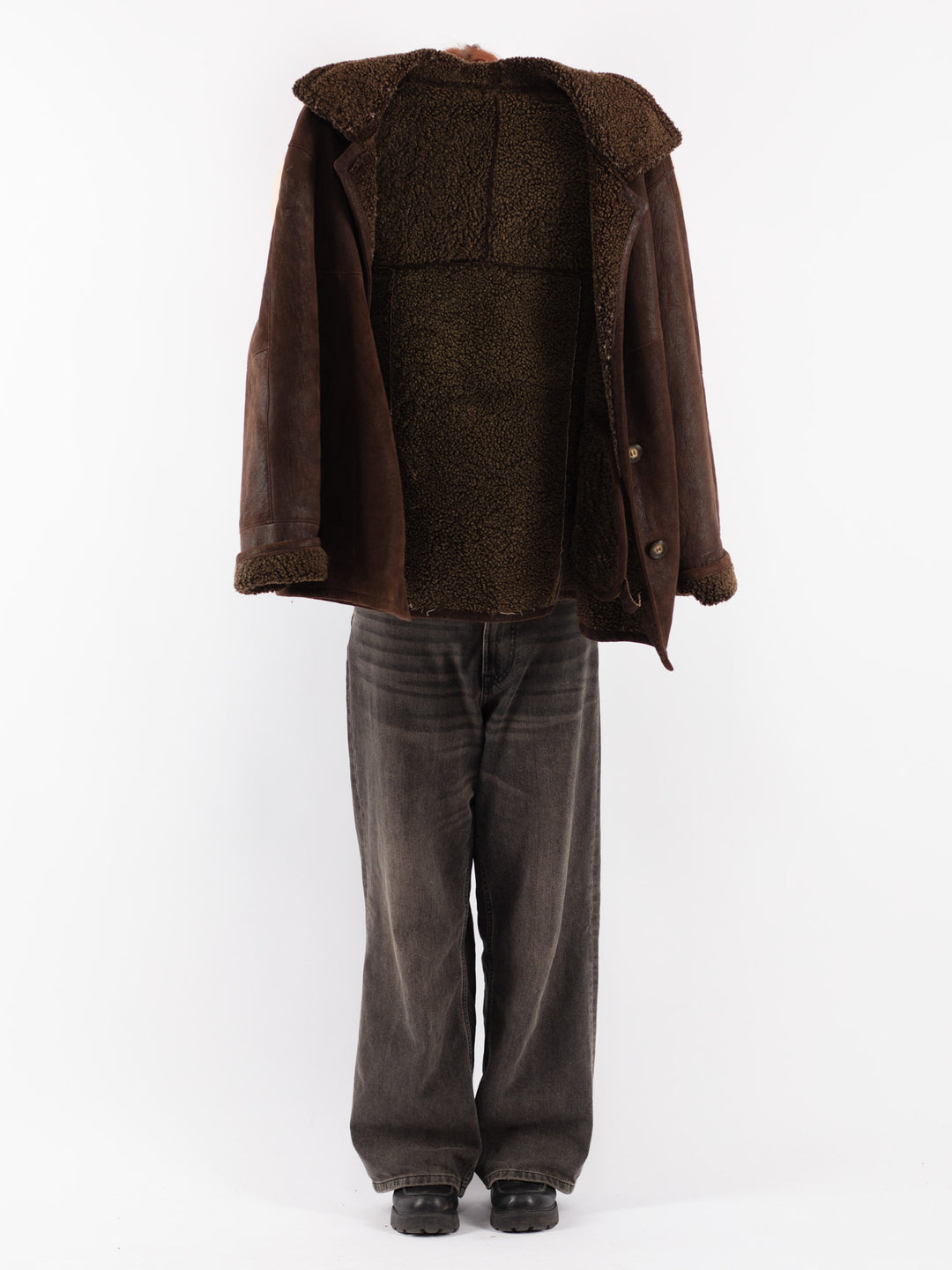 Vintage 90's Women Sheepskin Coat in Brown