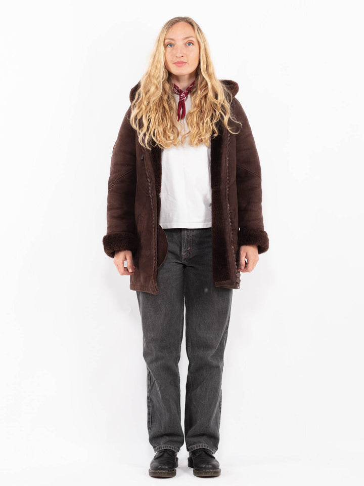 Vintage 90's Women Sheepskin Coat in BrownA0658