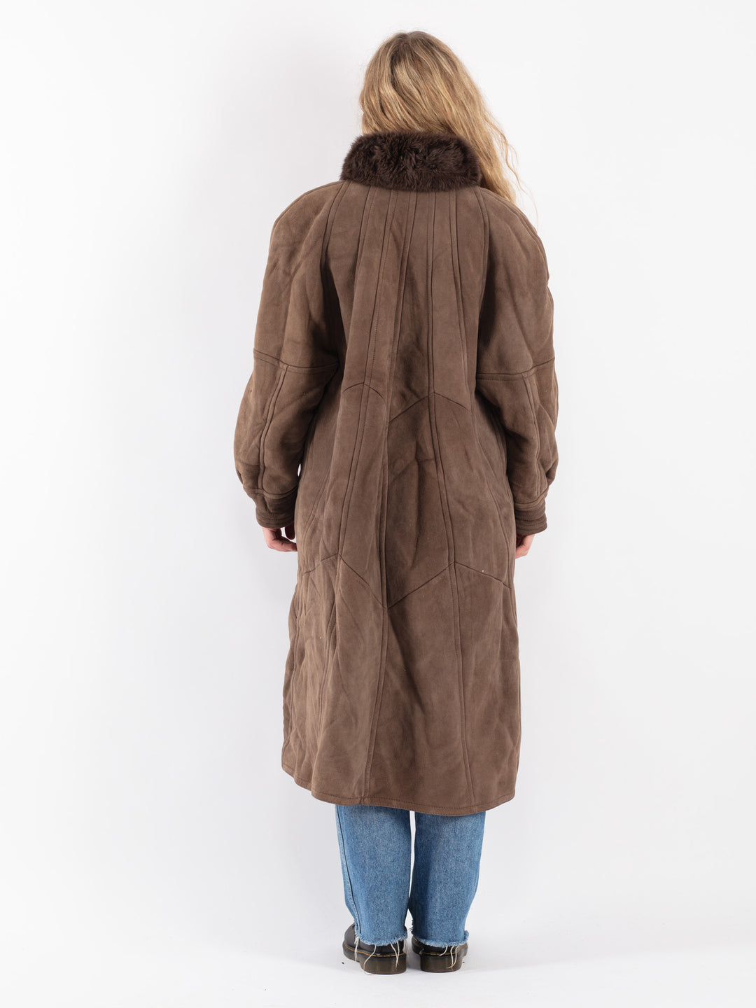 Vintage 90's Women Sheepskin Coat in Brown