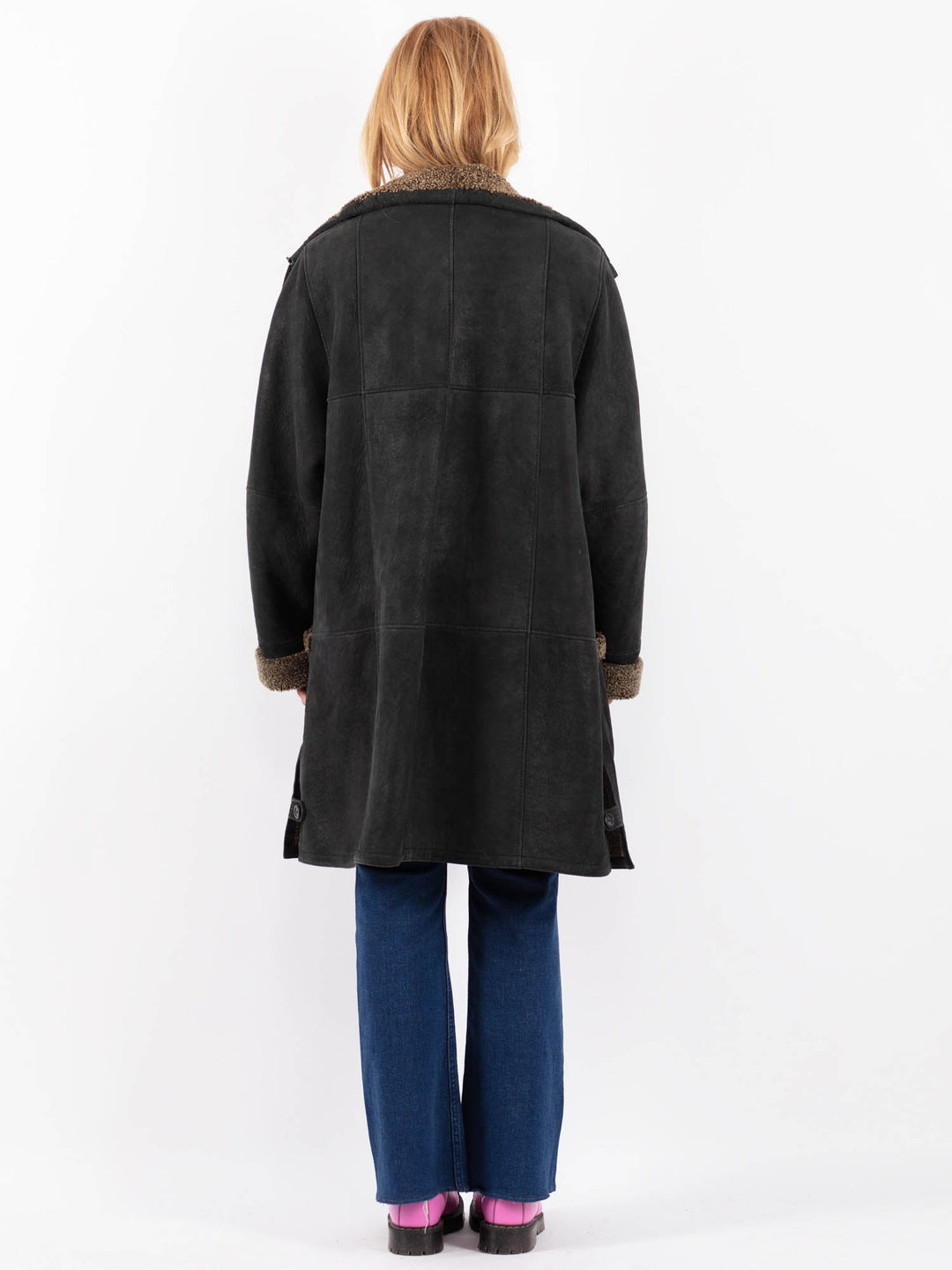 Vintage 90's Women Sheepskin Coat in BlackV9575