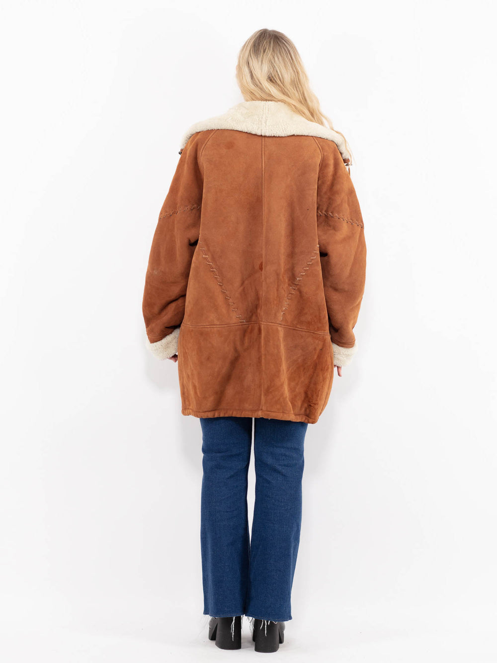 Vintage 90's Women Sheepskin Coat in BrownA1044