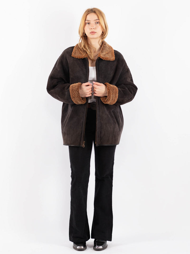 Vintage 90's Women Sheepskin Coat in BlackV9678