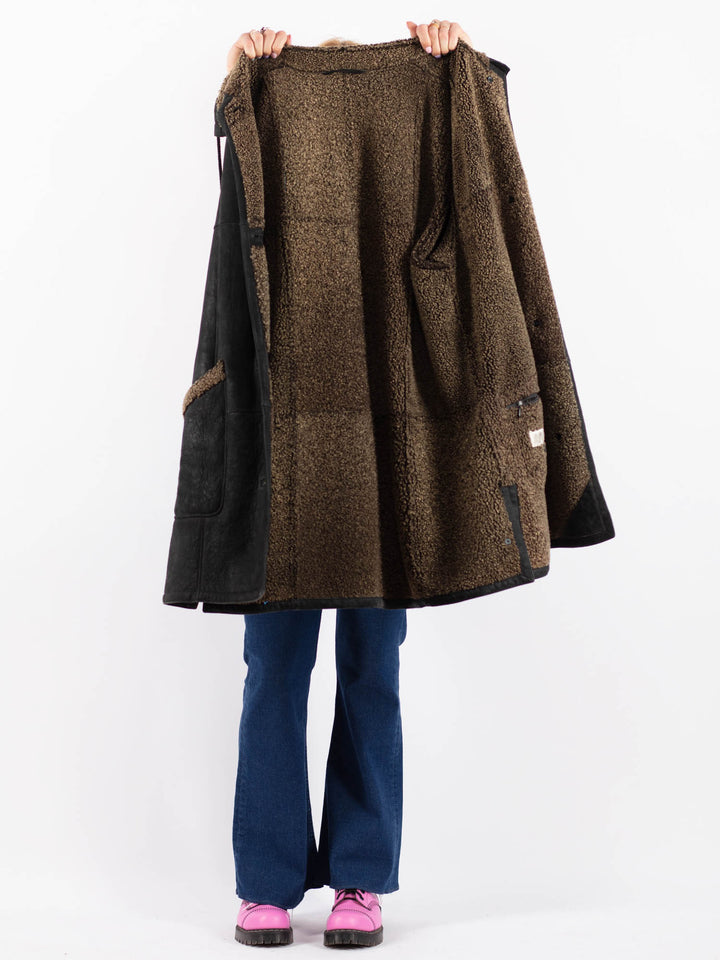 Vintage 90's Women Sheepskin Coat in BlackV9575