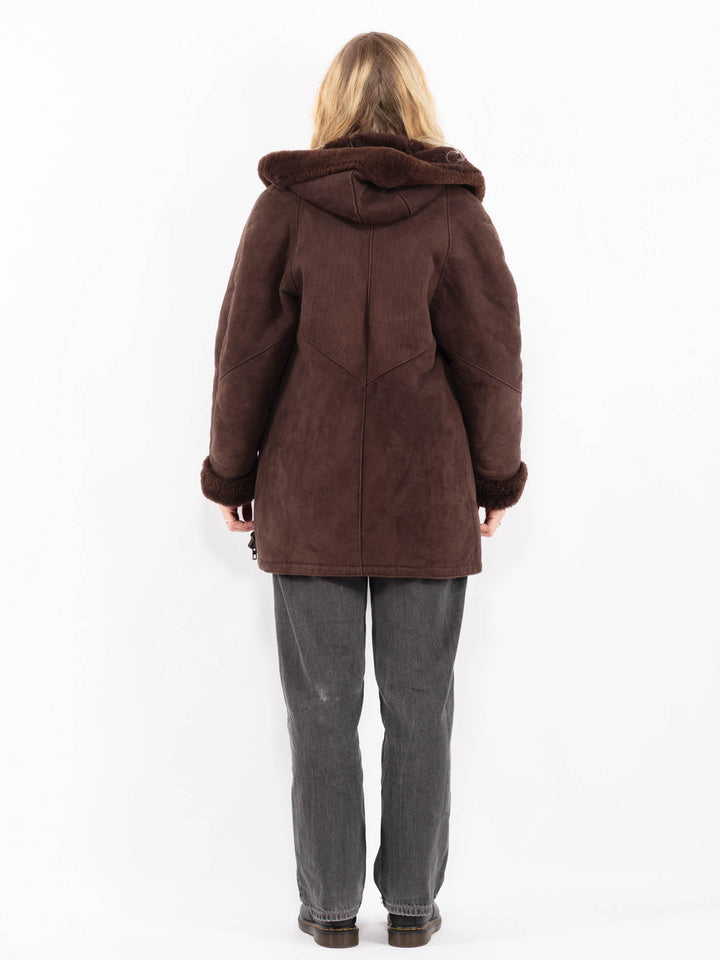 Vintage 90's Women Sheepskin Coat in BrownA0658