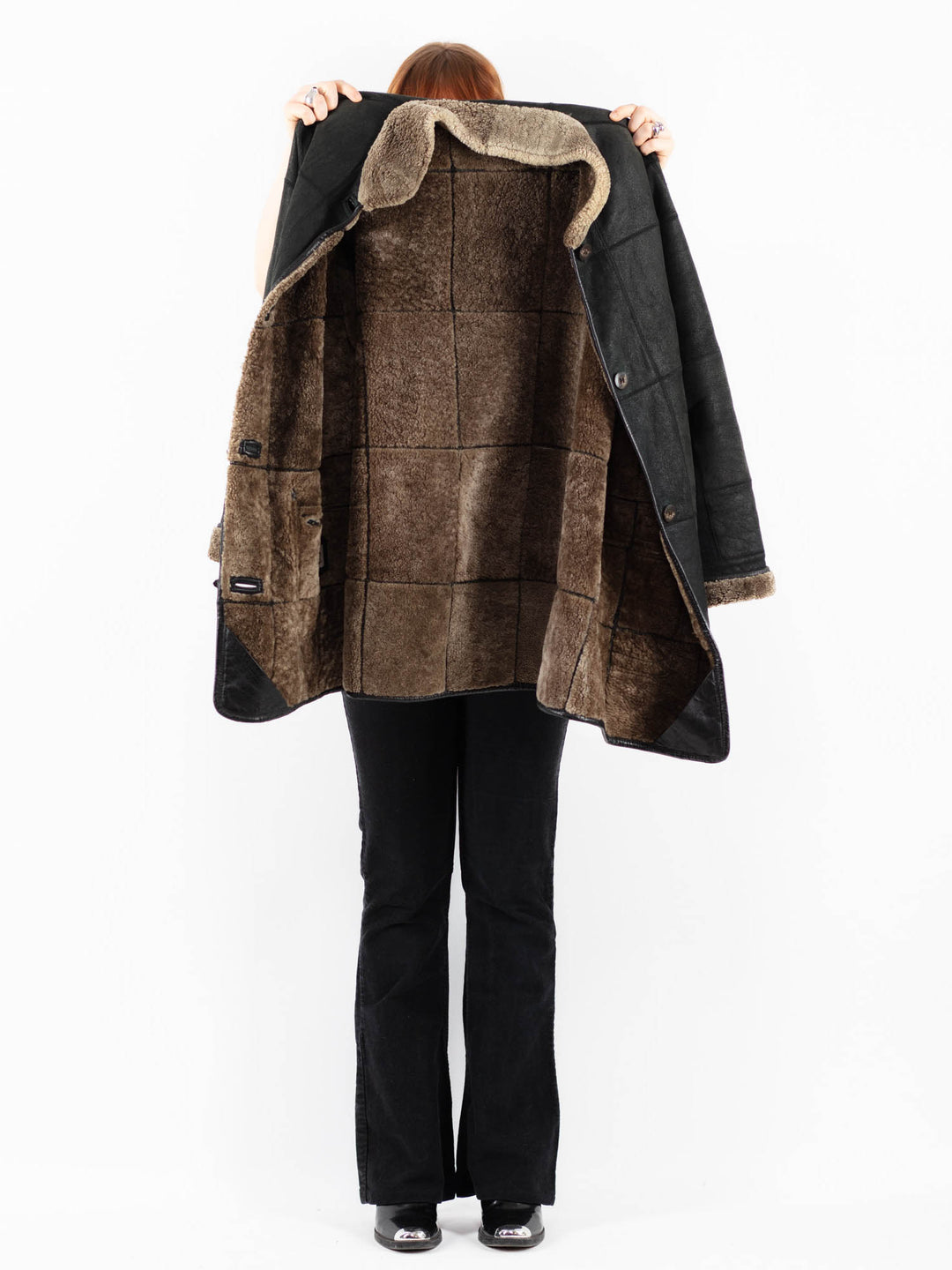 Vintage 90's Women Sheepskin Coat in BlackV9810