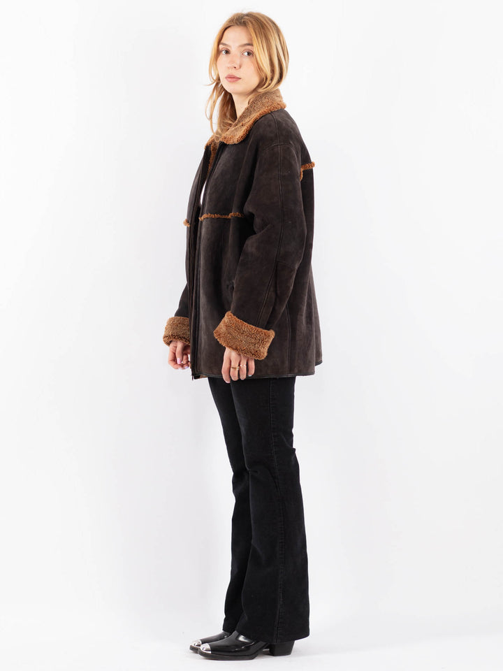 Vintage 90's Women Sheepskin Coat in BlackV9678