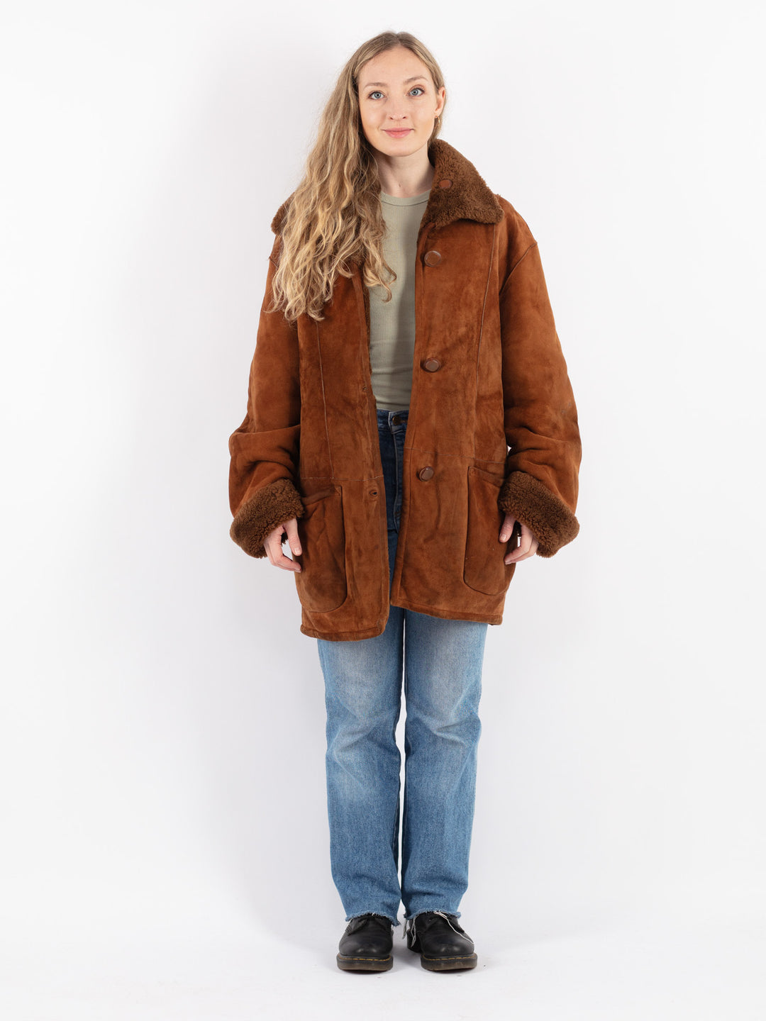 Online Vintage Store | Vintage 90’s Women Sheepskin Coat in Brown