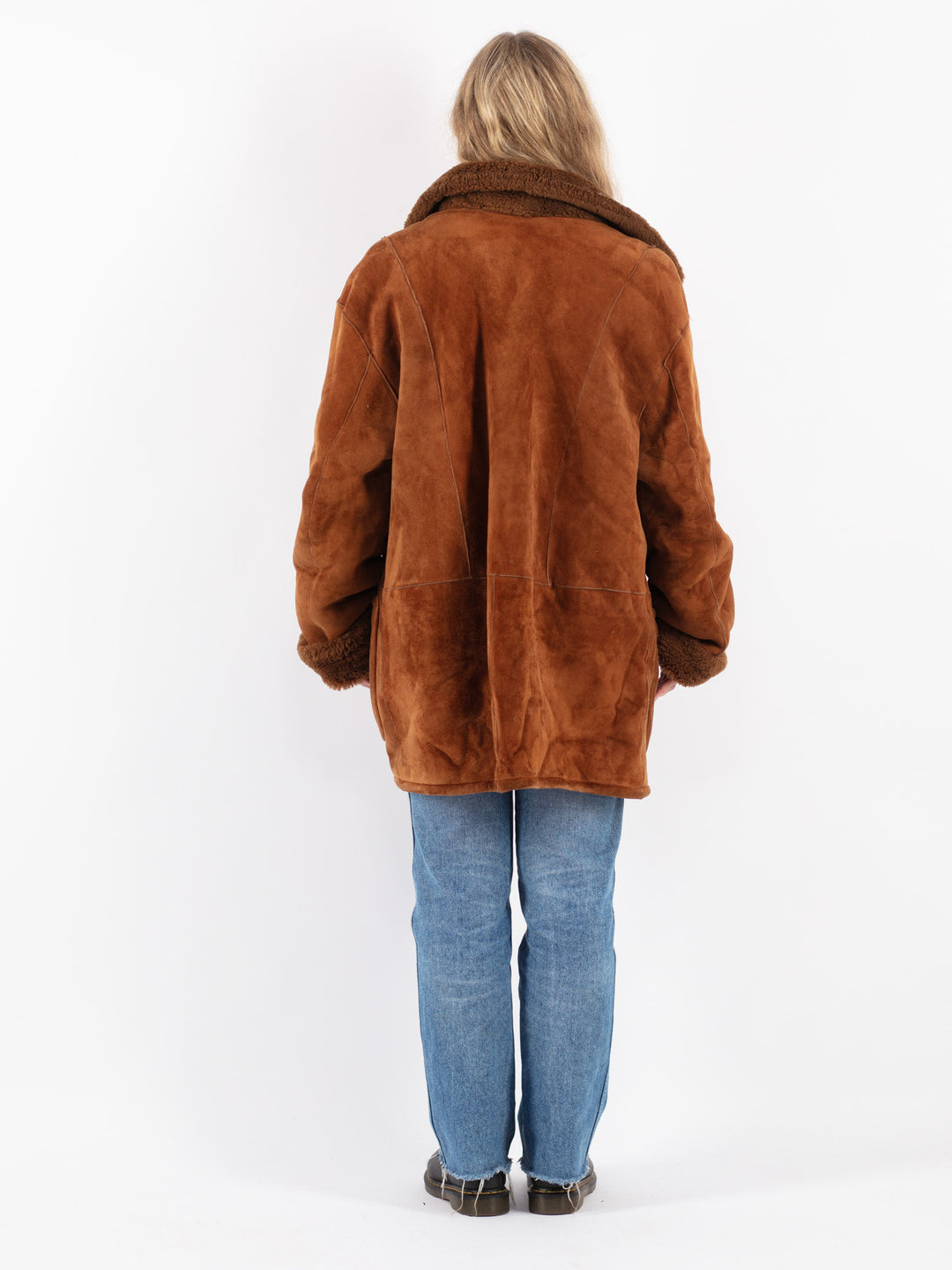 Vintage 90's Women Sheepskin Coat in Brown