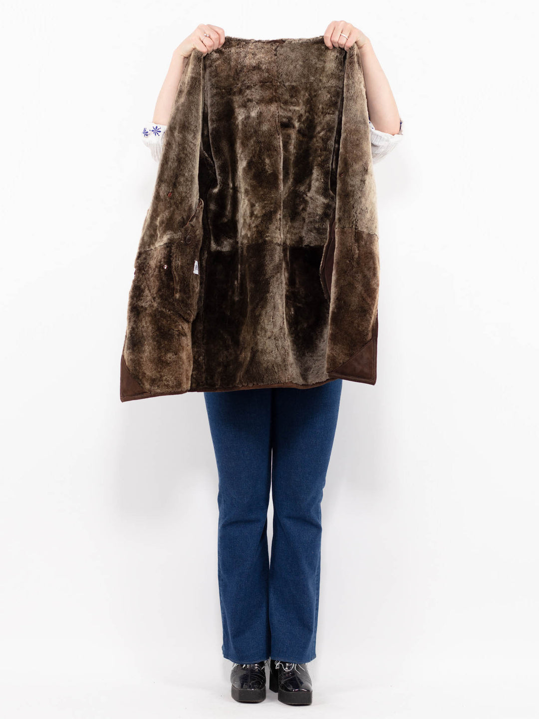 Vintage 90's Women Sheepskin Coat in BrownA1045