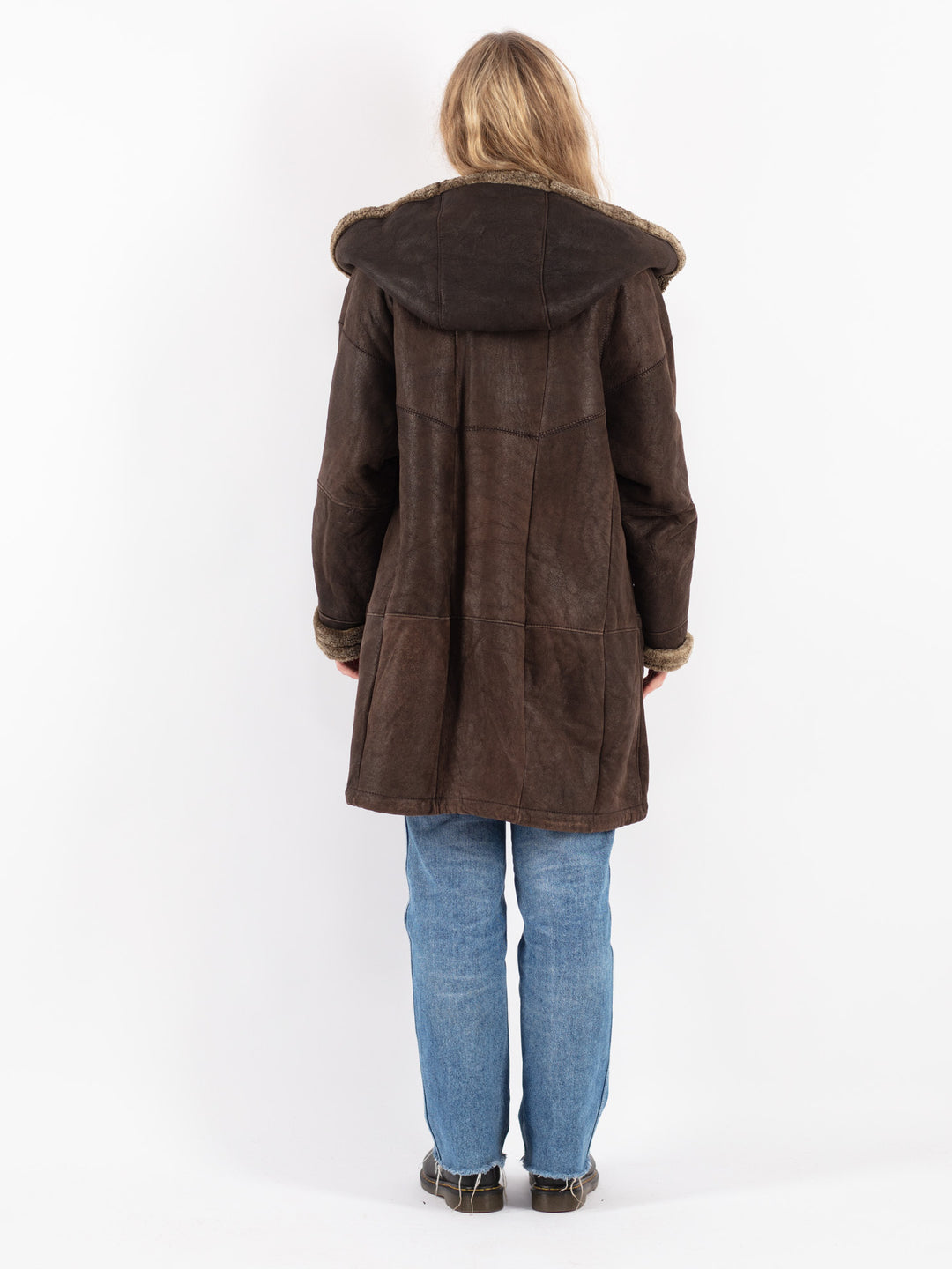 Vintage 90's Women Sheepskin Coat in Brown