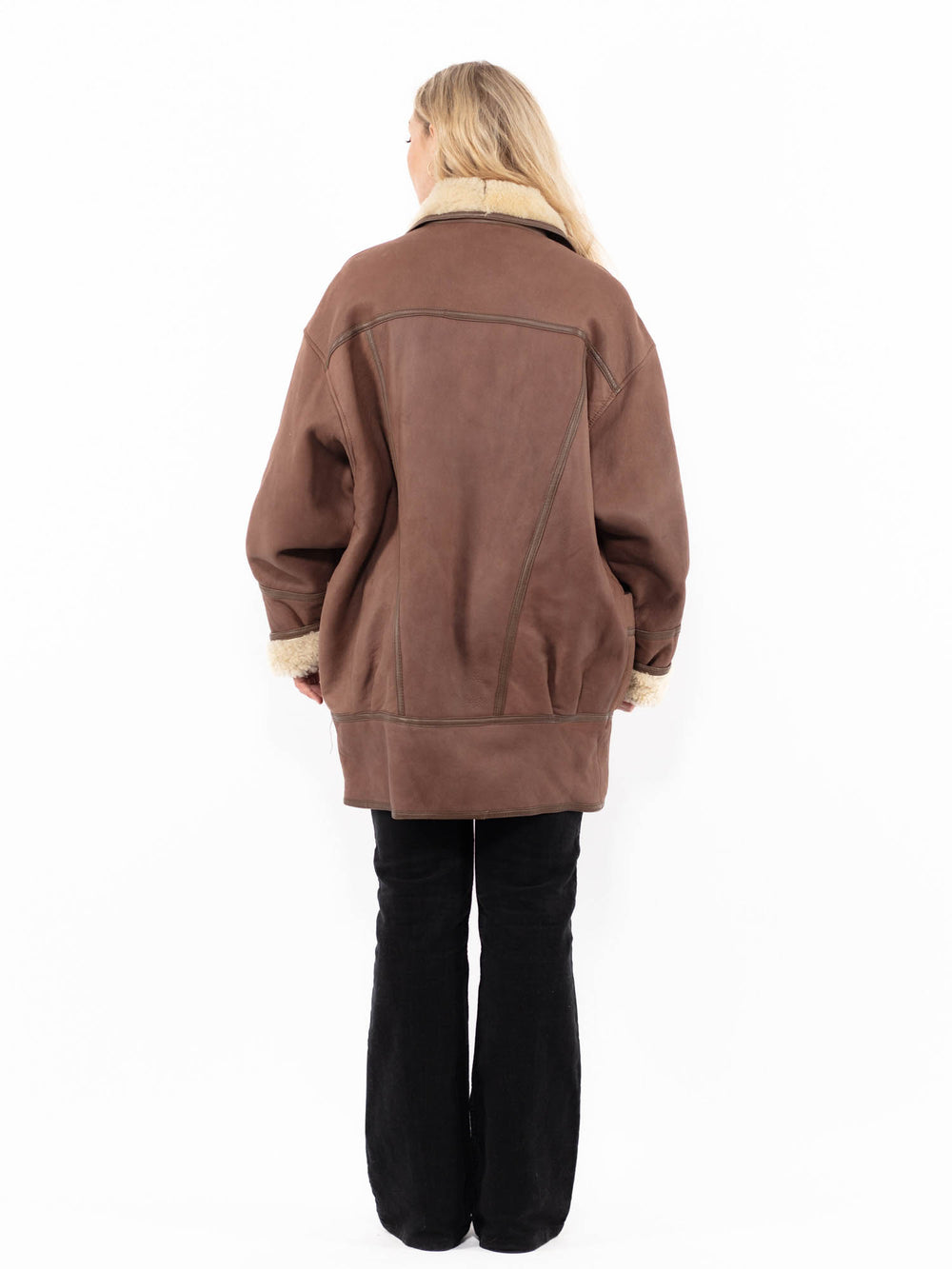Vintage 90's Women Sheepskin Coat in BrownA0942