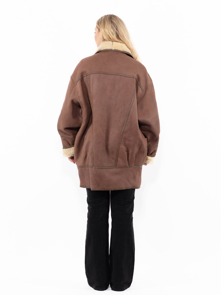 Vintage 90's Women Sheepskin Coat in BrownA0942