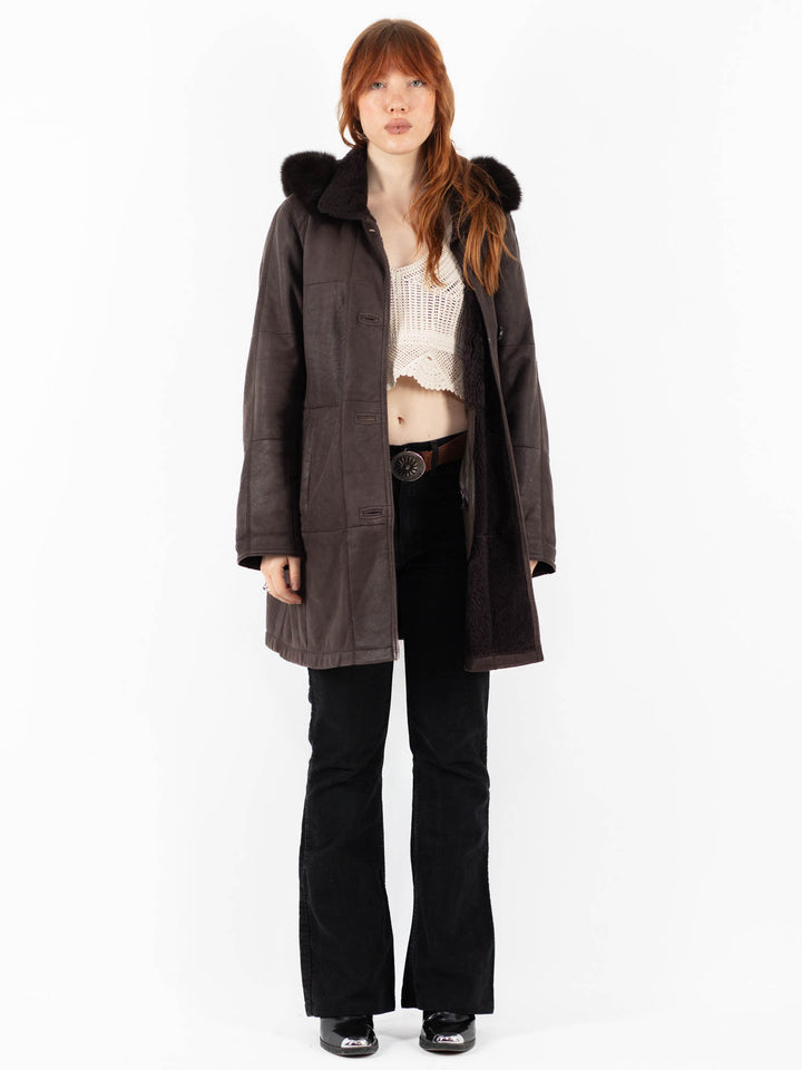 Vintage 90's Women Sheepskin Coat in BrownV9813