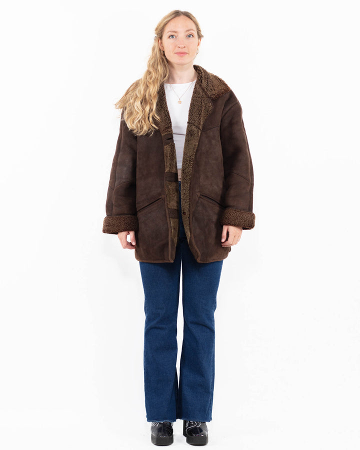 Vintage 90's Women Sheepskin Coat in BrownA0015