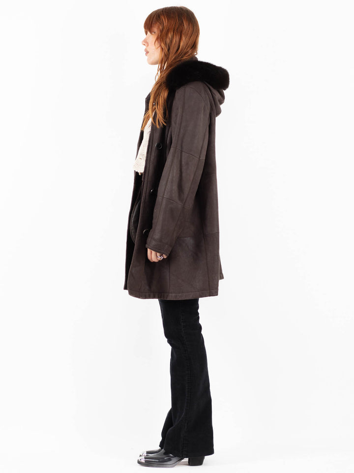 Vintage 90's Women Sheepskin Coat in BrownV9813