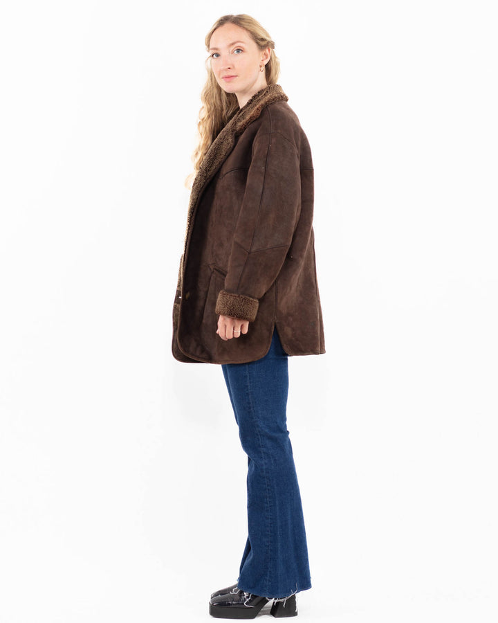 Vintage 90's Women Sheepskin Coat in BrownA0015
