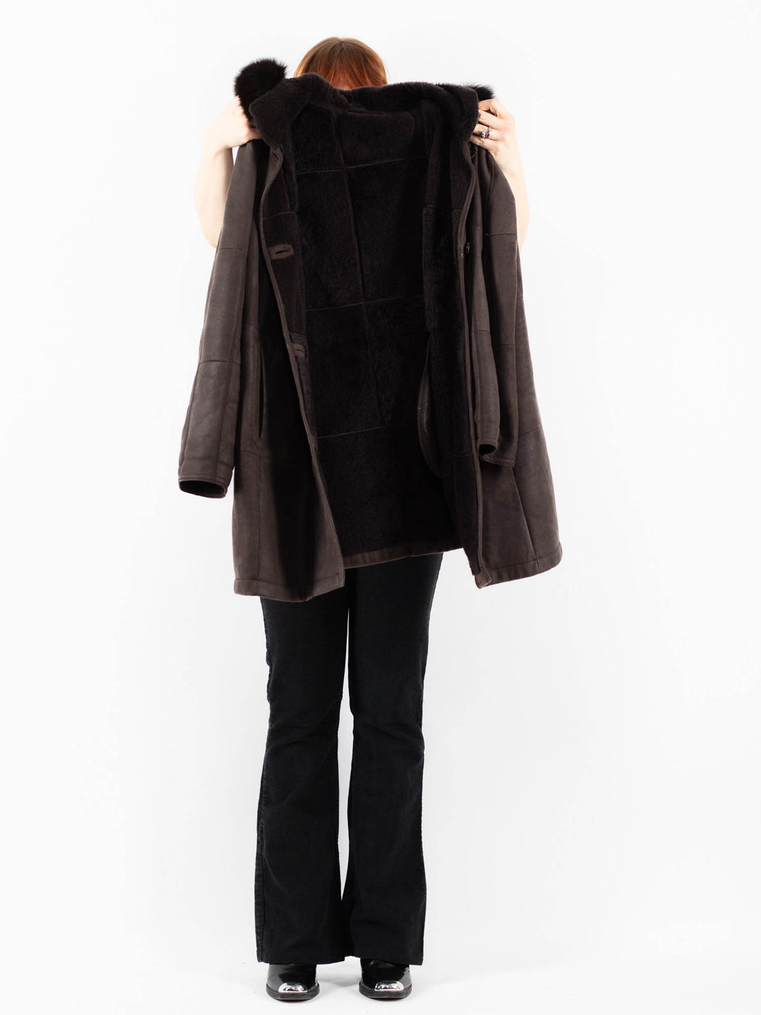 Vintage 90's Women Sheepskin Coat in BrownV9813