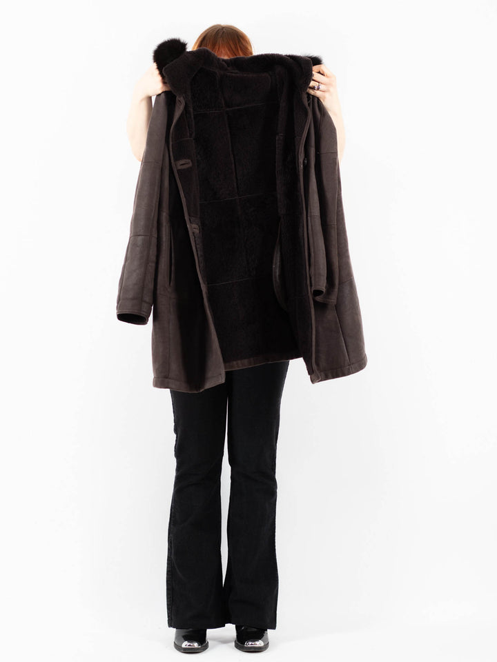 Vintage 90's Women Sheepskin Coat in BrownV9813