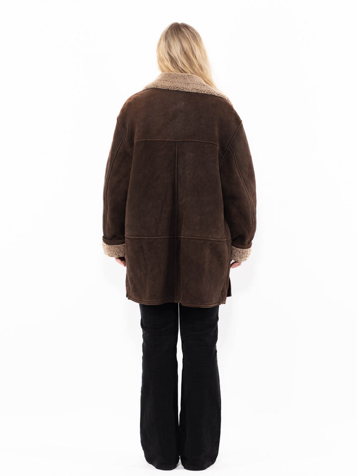 Vintage 90's Women Sheepskin Coat in BrownA0943