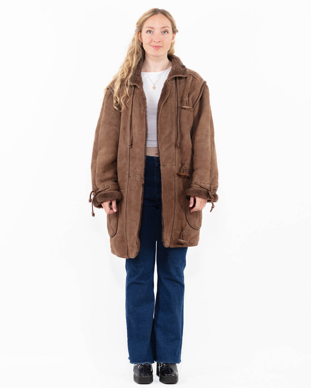 Vintage 90's Women Sheepskin Coat in BrownA0016