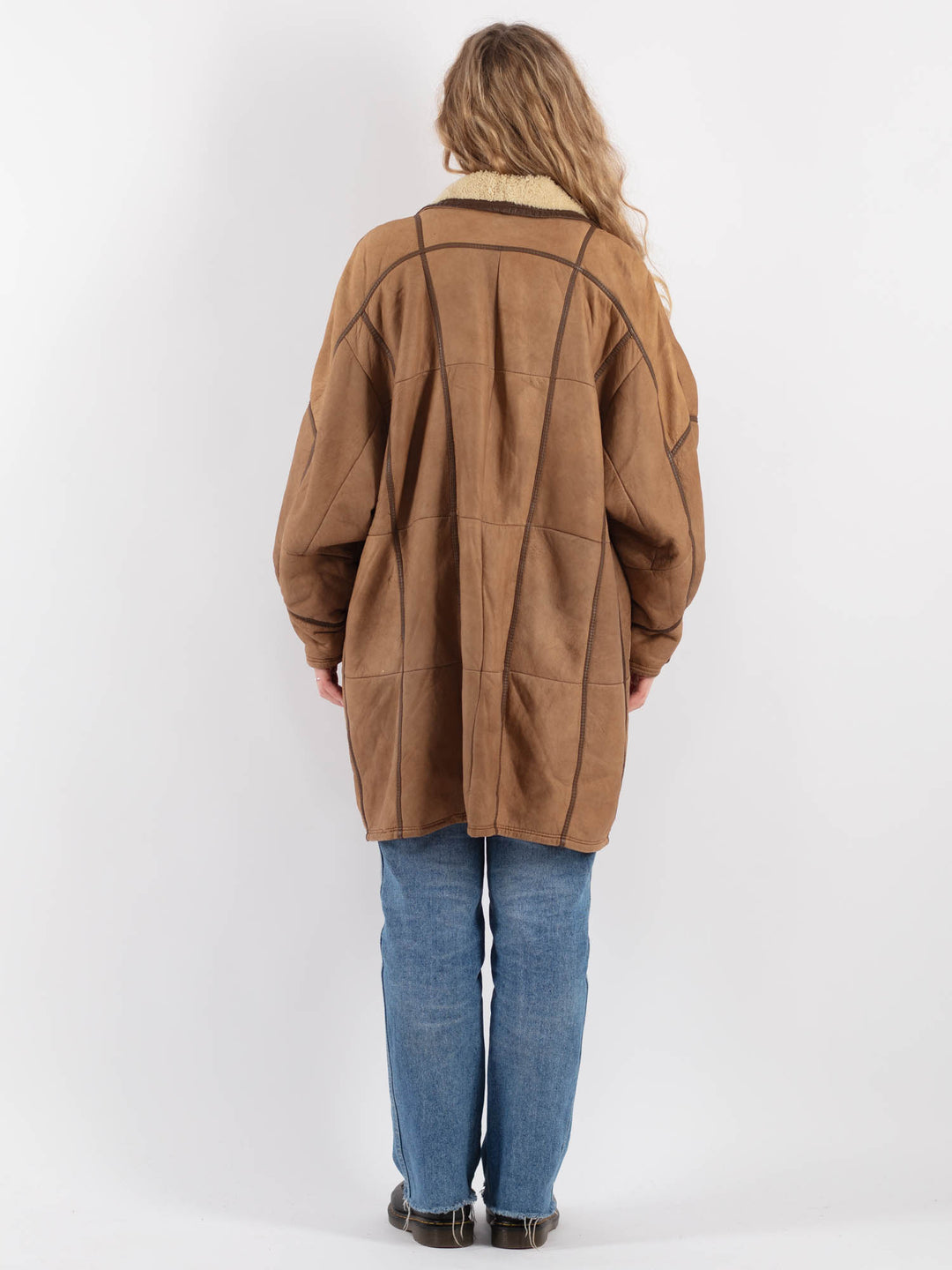 Vintage 90's Women Sheepskin Coat in BeigeV9263