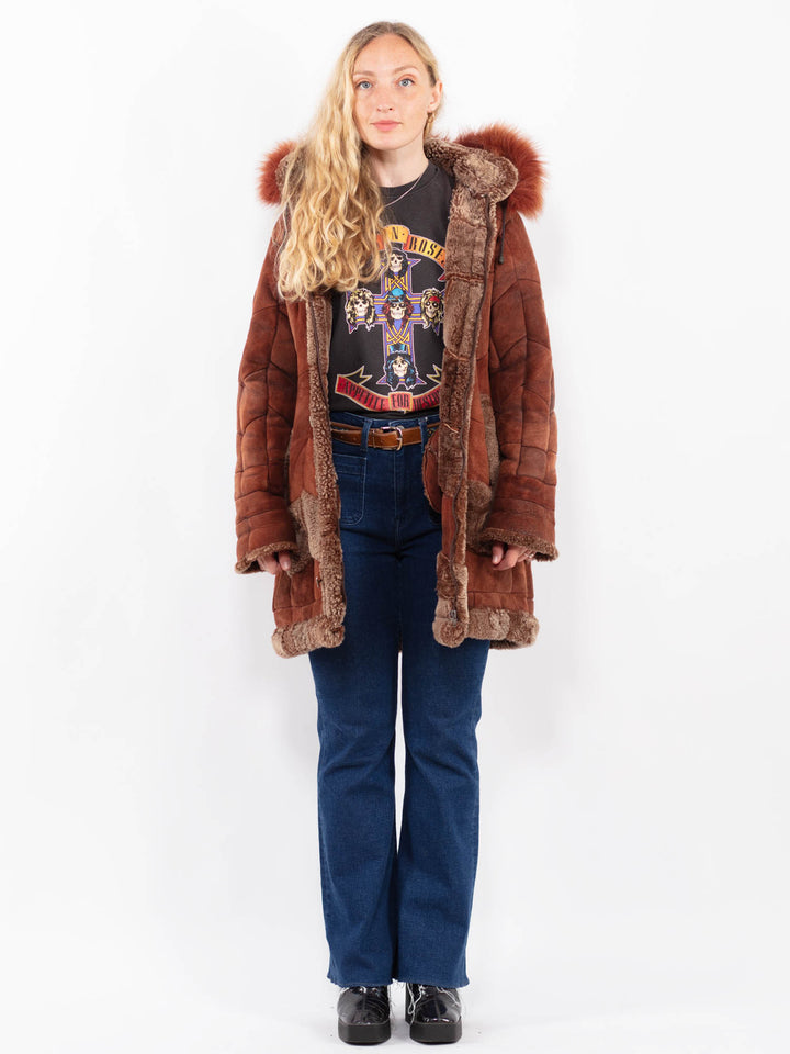 Vintage 90's Women Sheepskin Coat in BrownA0419