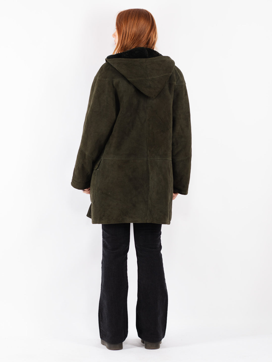 Vintage 90's Women Sheepskin Coat in Green
