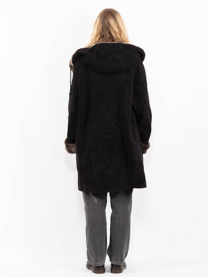 Vintage 90's Women Sheepskin Coat in BlackA0664