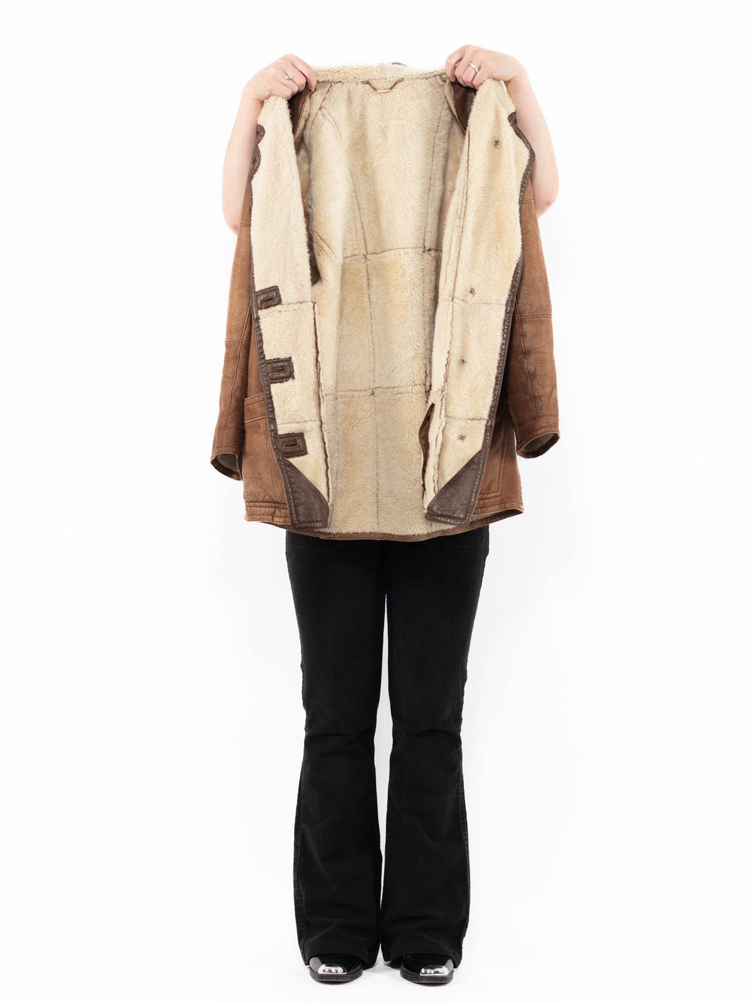 Vintage 90's Women Sheepskin Coat in BrownA0946
