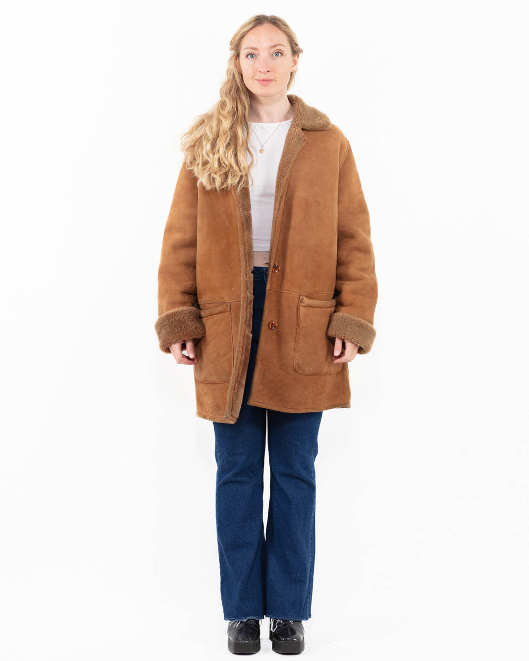 Vintage 90's Women Sheepskin Coat in BrownA0020