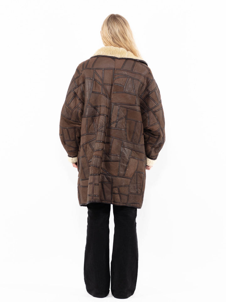 Vintage 90's Women Sheepskin Coat in BrownA0948