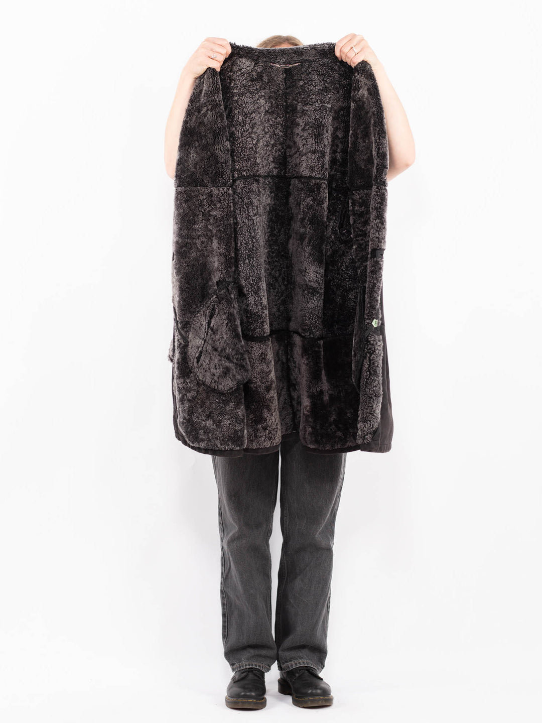 Vintage 90's Women Sheepskin Coat in PurpleA0666
