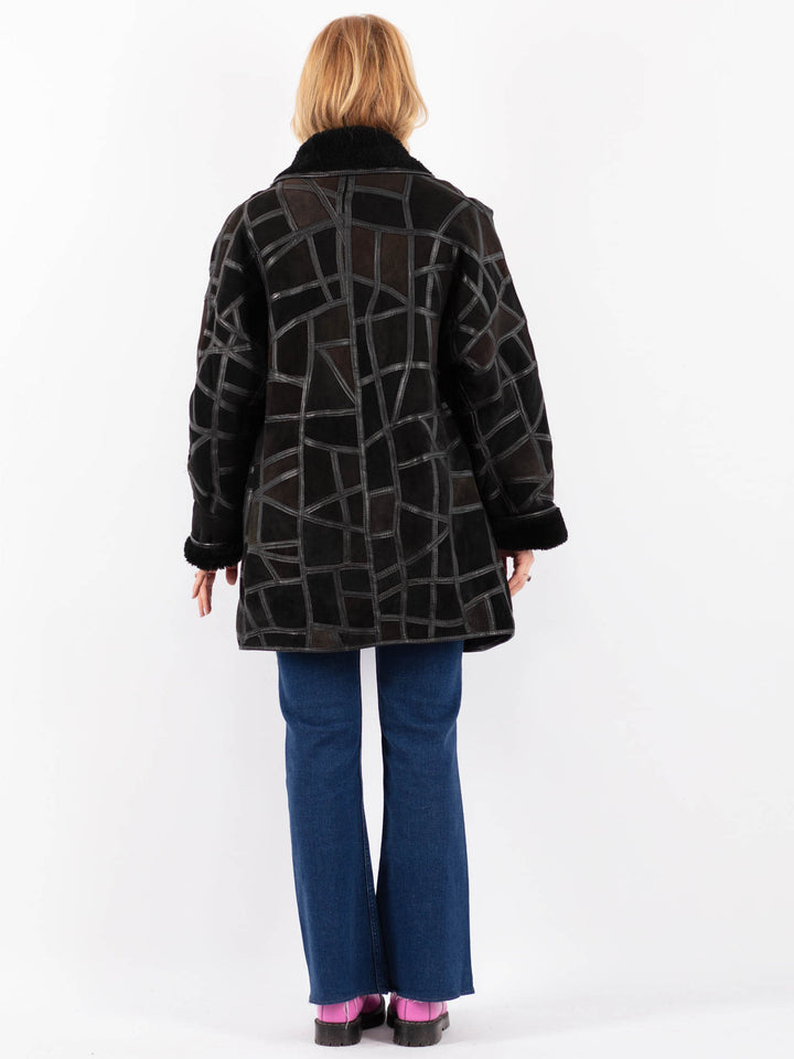 Vintage 90's Women Sheepskin Coat in BlackV9579