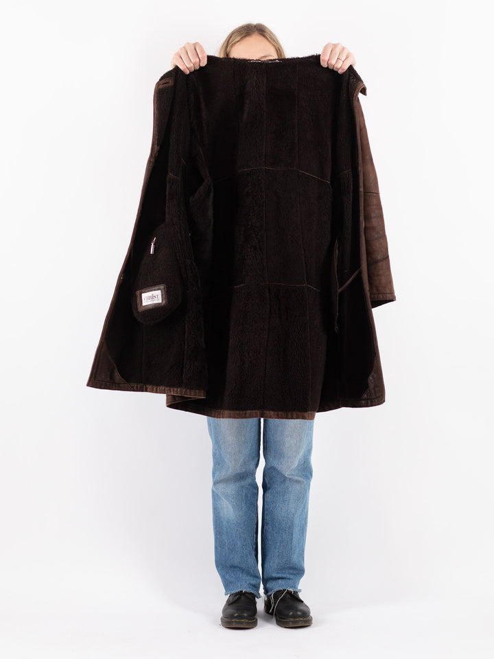 Vintage 90's Women Sheepskin Coat in Brown