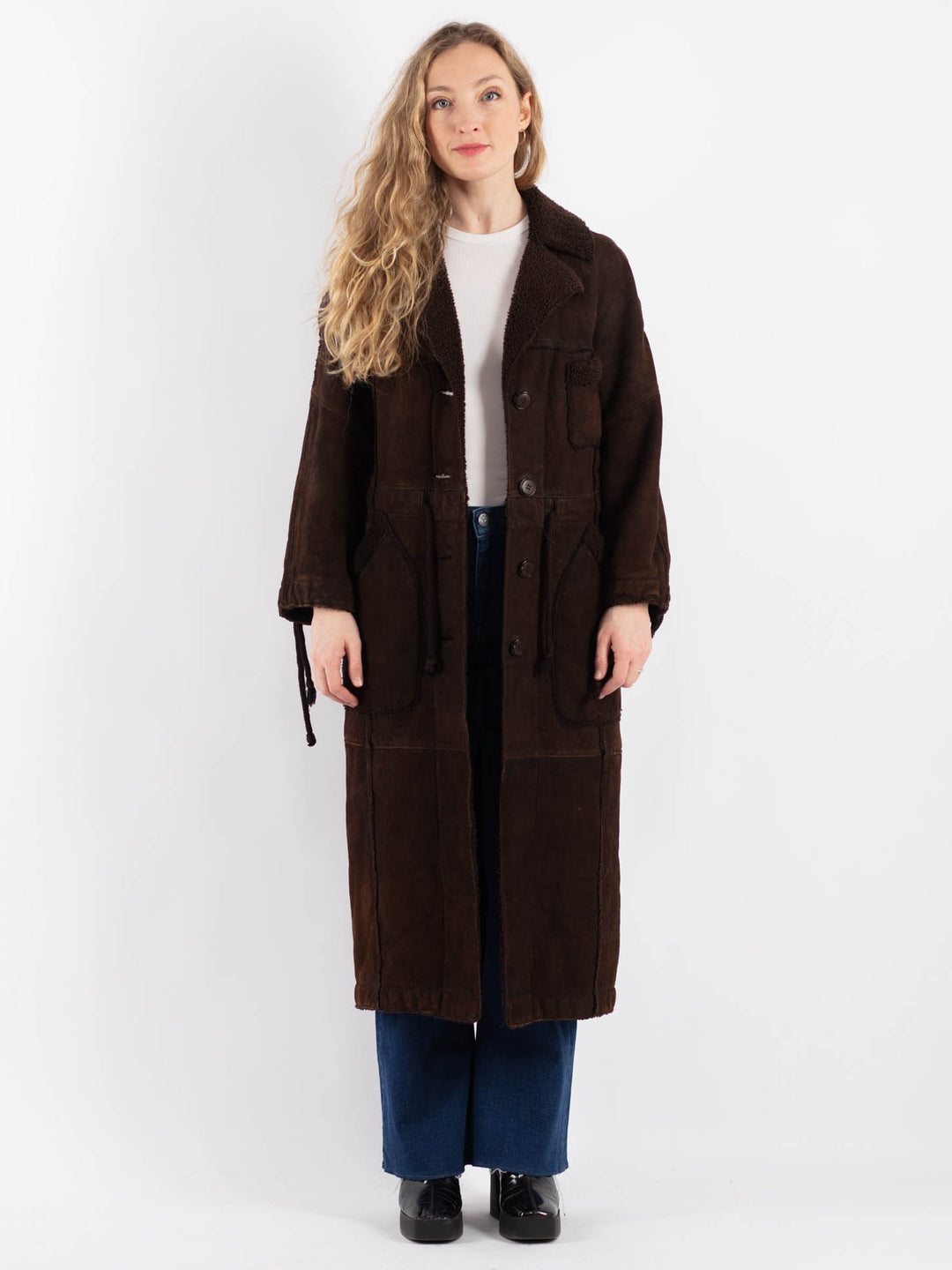 Vintage 90's Women Sheepskin Coat in BrownV9174