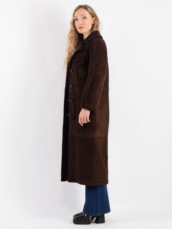 Vintage 90's Women Sheepskin Coat in BrownV9174