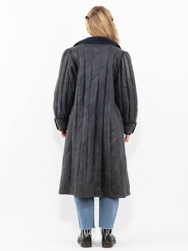 Vintage 90's Women Sheepskin Coat in GrayA0323