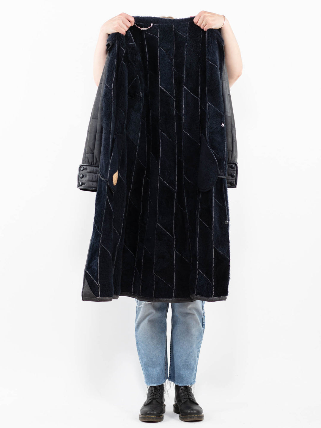 Vintage 90's Women Sheepskin Coat in GrayA0323