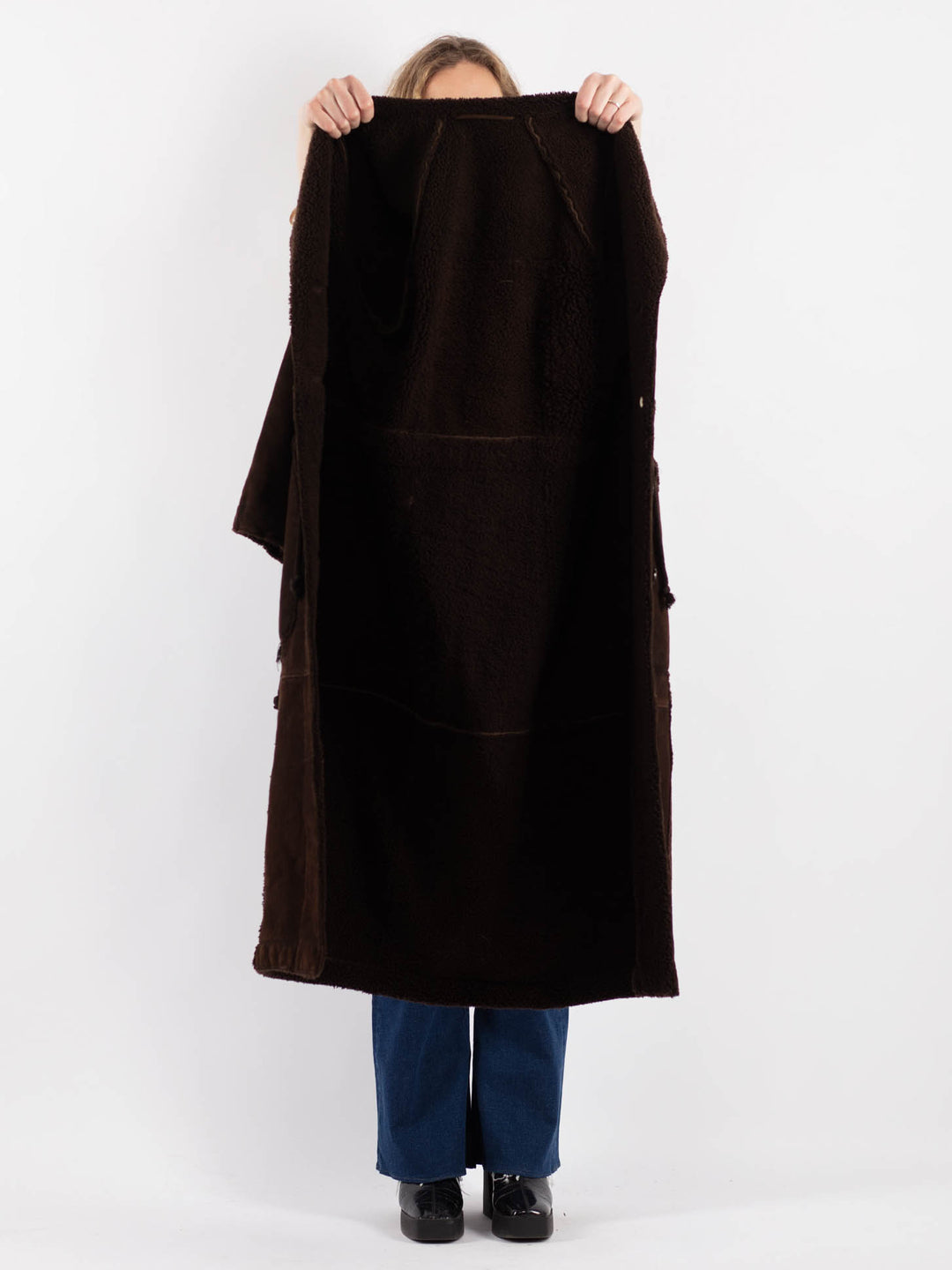 Vintage 90's Women Sheepskin Coat in BrownV9174