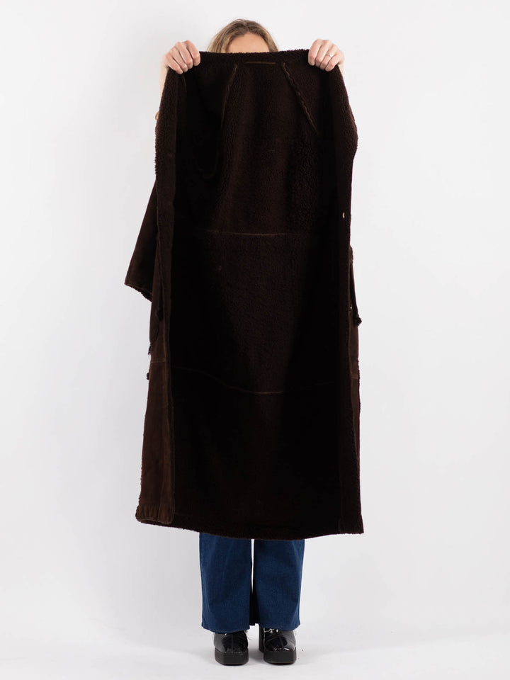 Vintage 90's Women Sheepskin Coat in BrownV9174