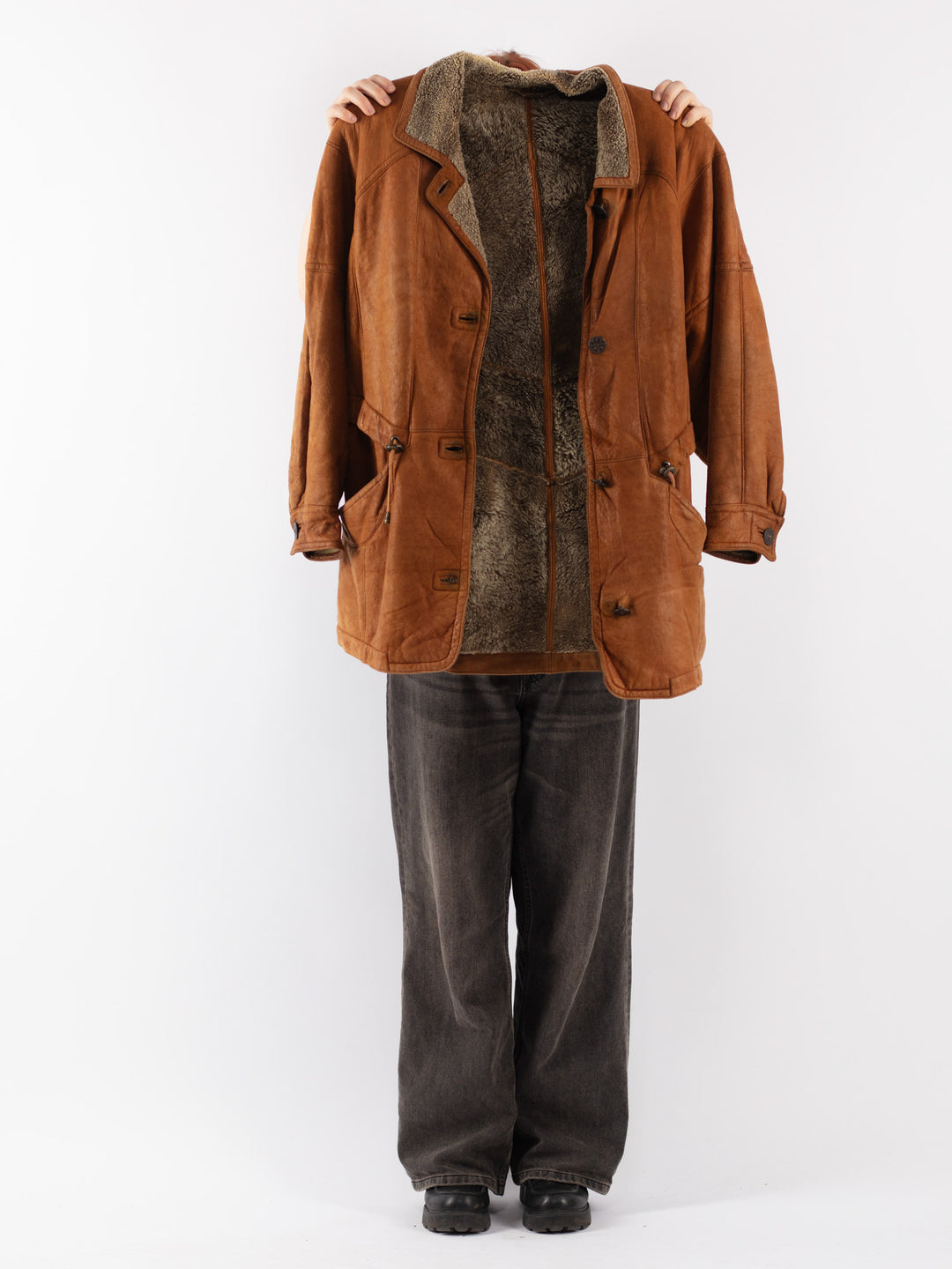 Vintage 90's Women Sheepskin Coat in Brown
