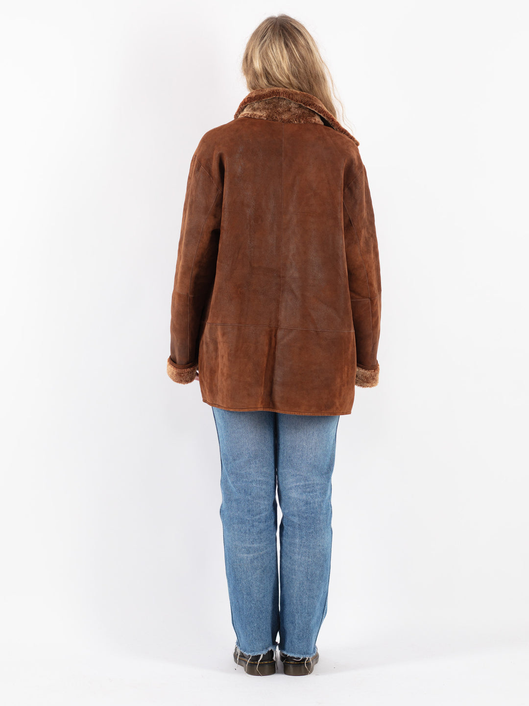 Vintage 90's Women Sheepskin Coat in Brown