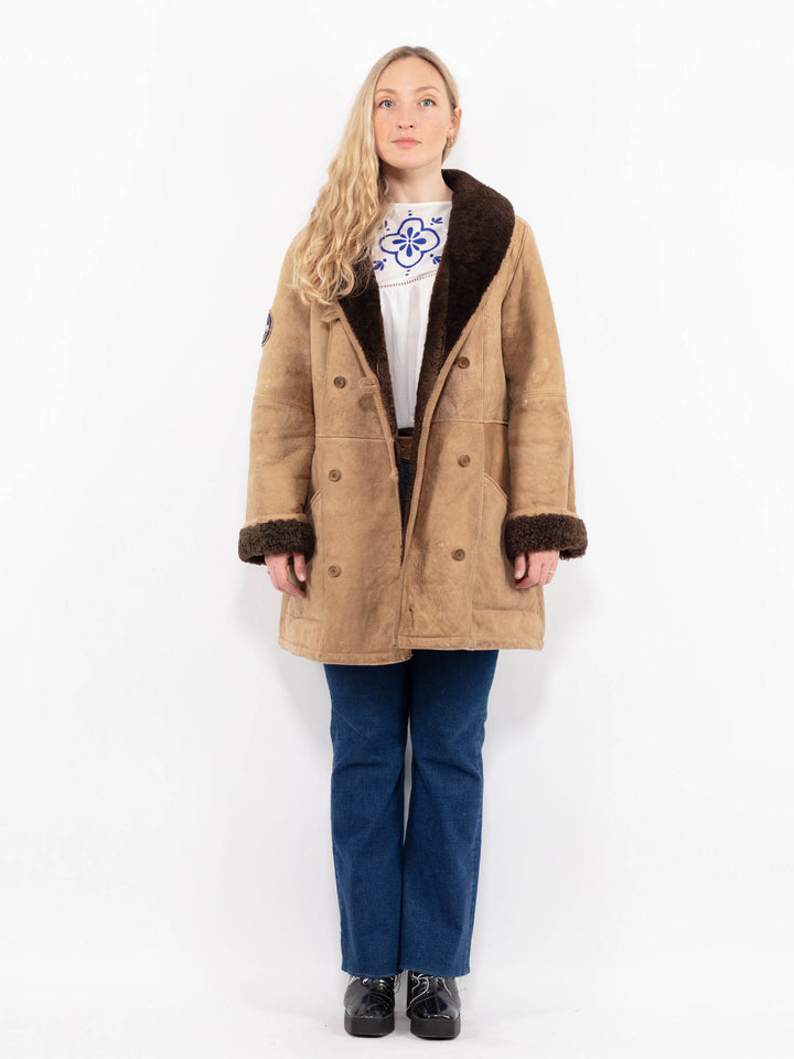 Vintage 90's Women Sheepskin Coat in BrownA1055