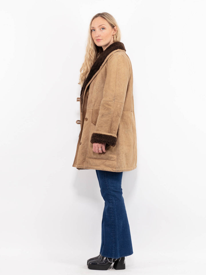 Vintage 90's Women Sheepskin Coat in BrownA1055