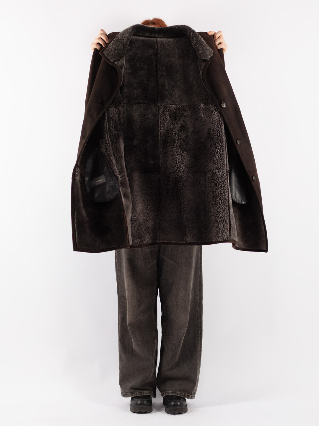 Vintage 90's Women Sheepskin Coat in Brown