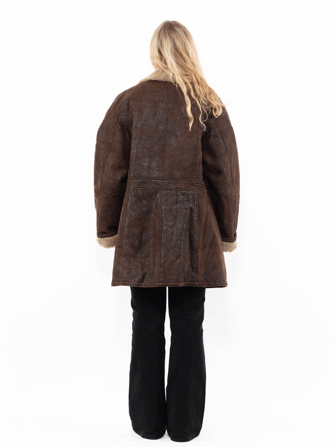 Vintage 90's Women Sheepskin Coat in BrownA0953